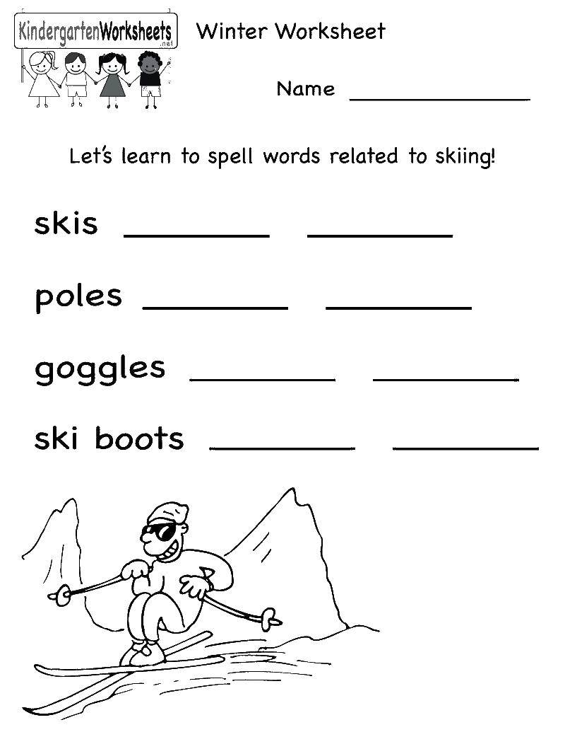 Coloring Skier at English. Category English. Tags:  English words.