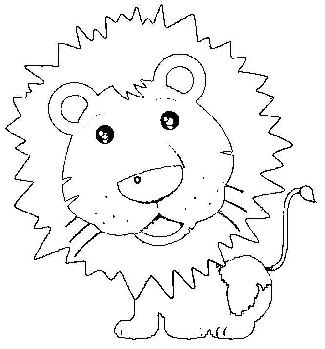 Название: Раскраска Милый лев. Категория: Животные. Теги: львы, животные, грива.