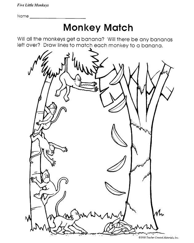 Название: Раскраска Обезьяны и бананы. Категория: обезьяна. Теги: животные, макаки, обезьяны, бананы.