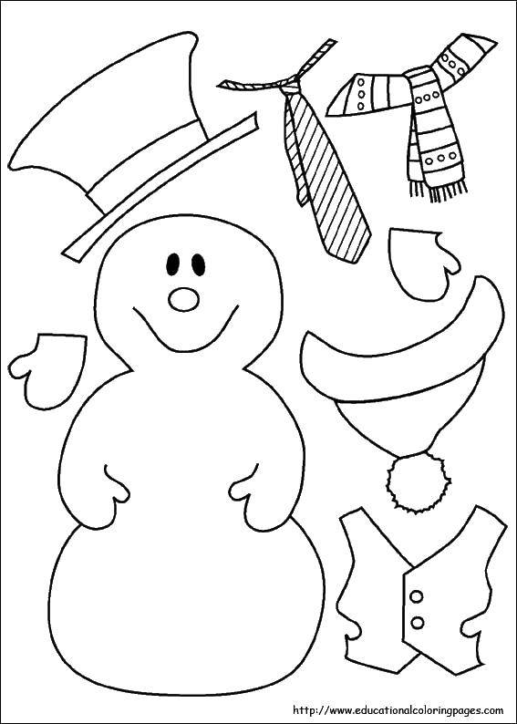 Название: Раскраска Одежда снеговика. Категория: снеговик. Теги: Снеговик, снег, зима.