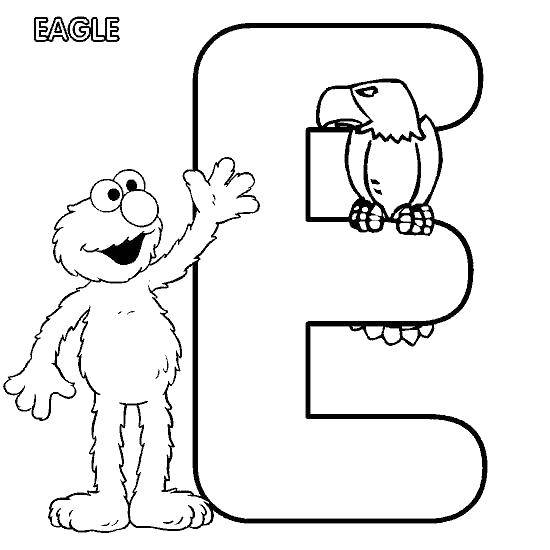 Coloring Eagle in English. Category Coloring pages. Tags:  alphabet, English language, eagle.