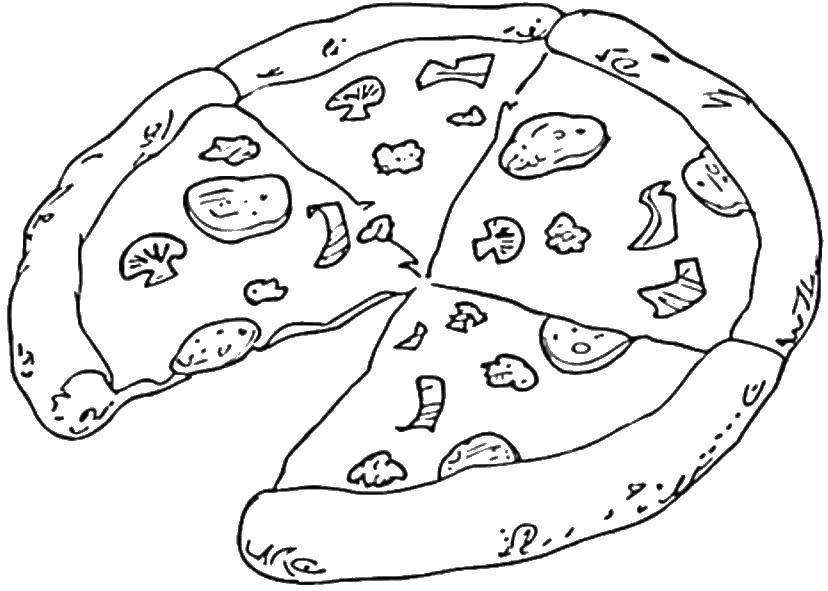 Раскраски Раскраска Пицца Еда, Сайт раскрасок.