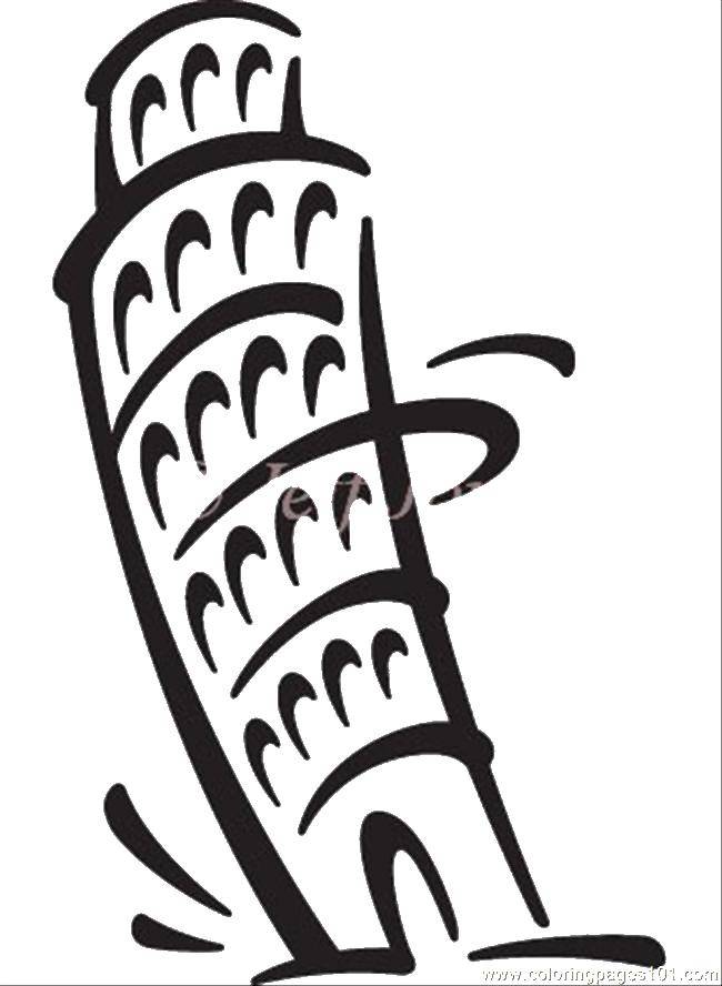 Название: Раскраска Пизанская башня. Категория: раскраски. Теги: Пизанская башня, достопримечательности, башня.