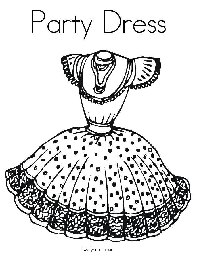 Название: Раскраска Платье для вечеринки.. Категория: раскраски. Теги: праздник, вечеринка, платье.