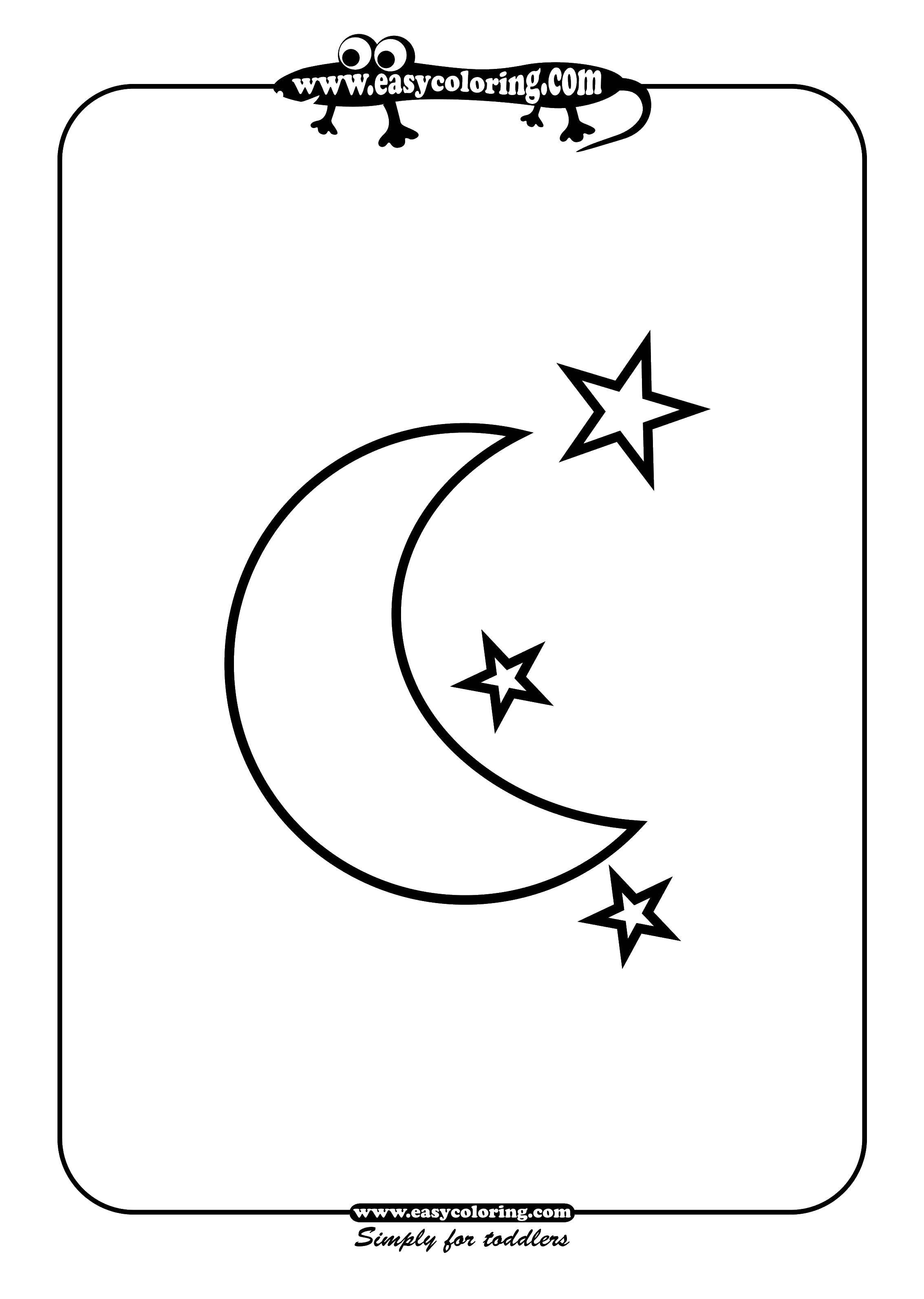 Coloring The Crescent moon and stars. Category The sky. Tags:  the sky, the Crescent, stars.