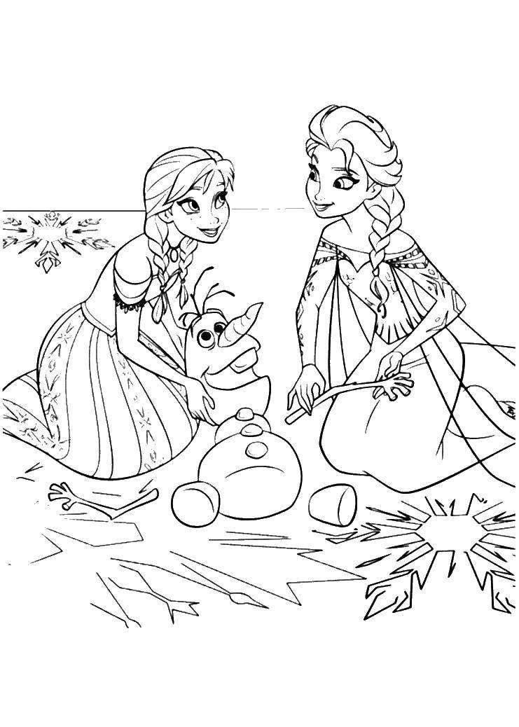 Coloring Sister Princess. Category Disney cartoons. Tags:  Disney, Elsa, frozen, Princess.