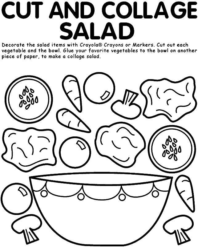 Название: Раскраска Собери салат. Категория: Еда. Теги: еда, салат.