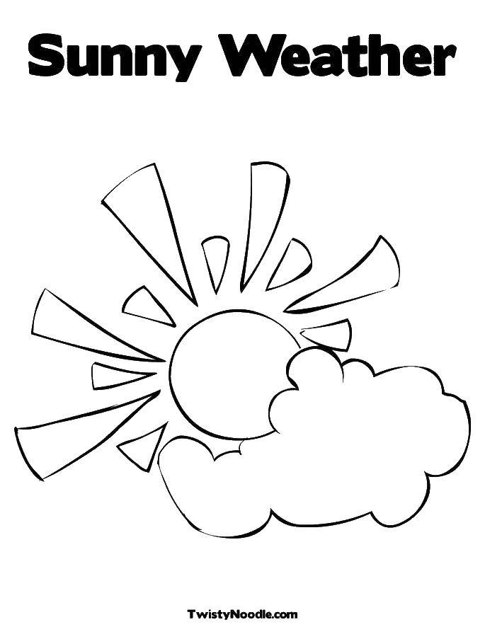 Coloring Sunny weather. Category Weather. Tags:  the weather, sun, clouds.