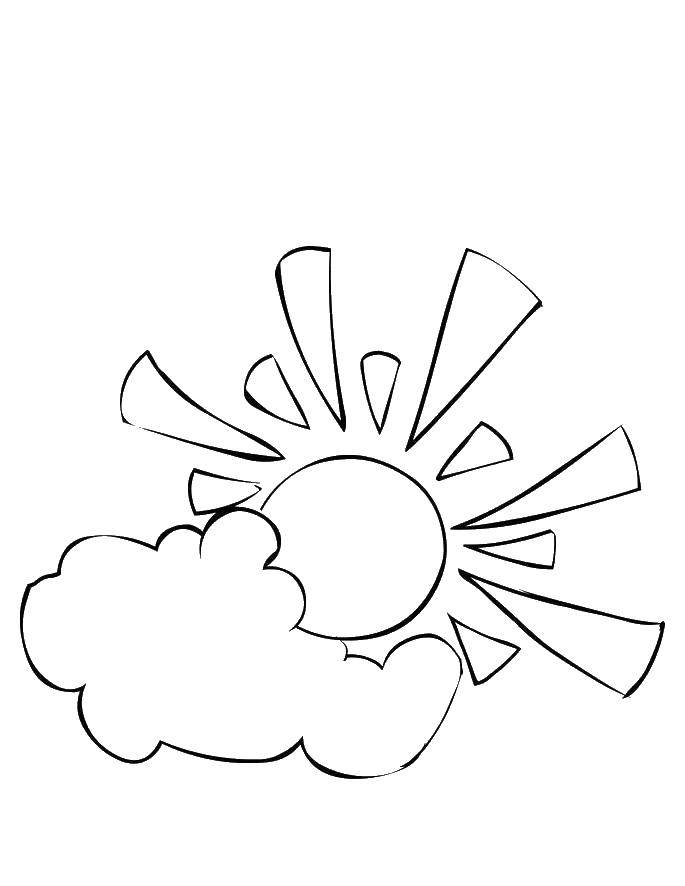 Coloring The sun behind a cloud. Category Weather. Tags:  Sun, rays, joy.
