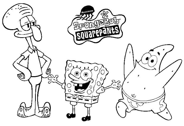 Coloring Spongebob, squidward and Patrick. Category Spongebob. Tags:  Cartoon character, spongebob, spongebob, Squidward.