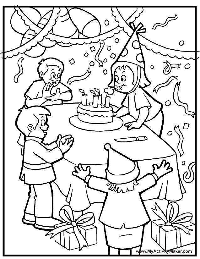 Coloring Blow out the candles. Category coloring. Tags:  Cake, food, holiday.