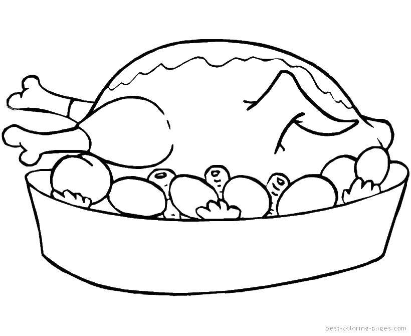 Название: Раскраска Запечоная курица. Категория: Еда. Теги: еда, курица.