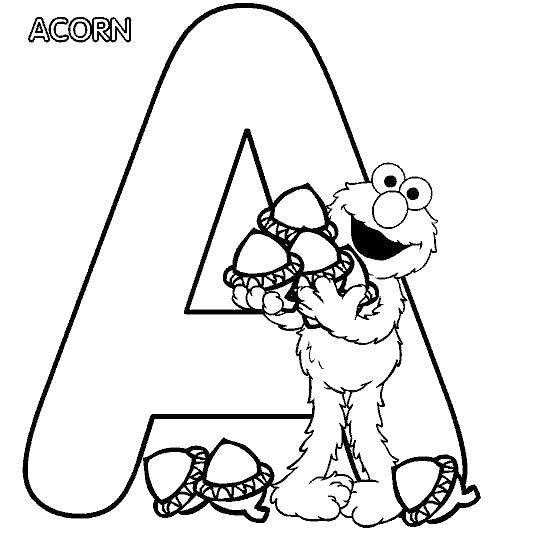 Coloring Acorn, alfaric. Category English alphabet. Tags:  The alphabet, letters, words.