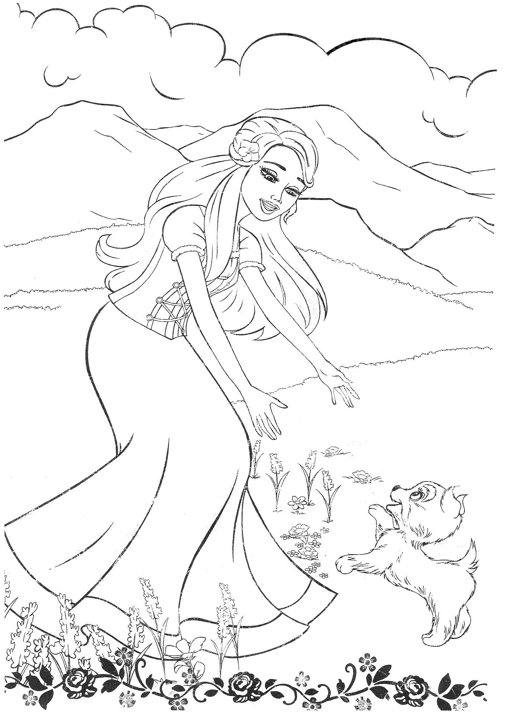Опис: розмальовки  Барбі з собачкою. Категорія: Барбі. Теги:  барбі, собачка, лялька, для дівчаток.