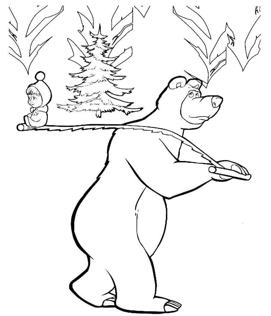 Coloring sheet Masha and the bear Download ,fairy, girl, Winx.  Print 