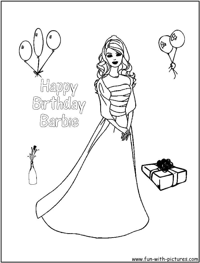 Название: Раскраска Барби с подарком. Категория: Барби. Теги: барби, девочка, для девочек, подарки.