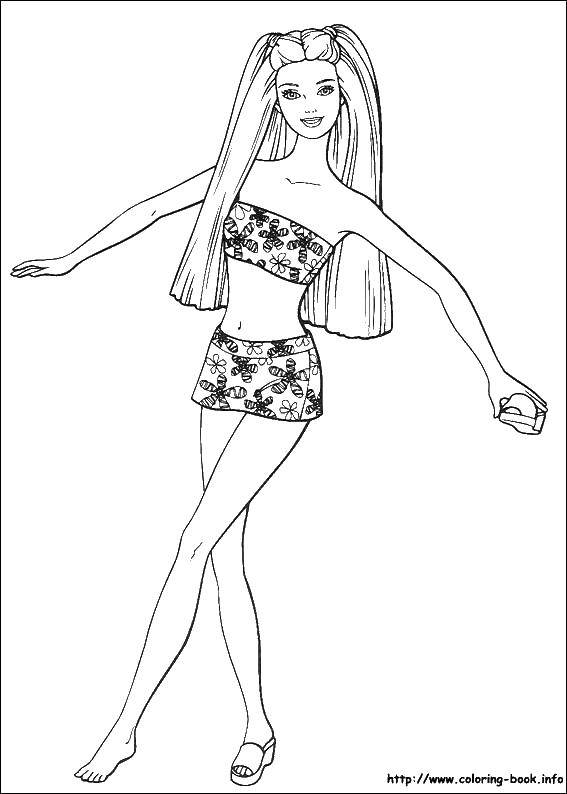 Название: Раскраска Барби в купальнике. Категория: Барби. Теги: барби, девушки, для девочек, кукла, купальник.