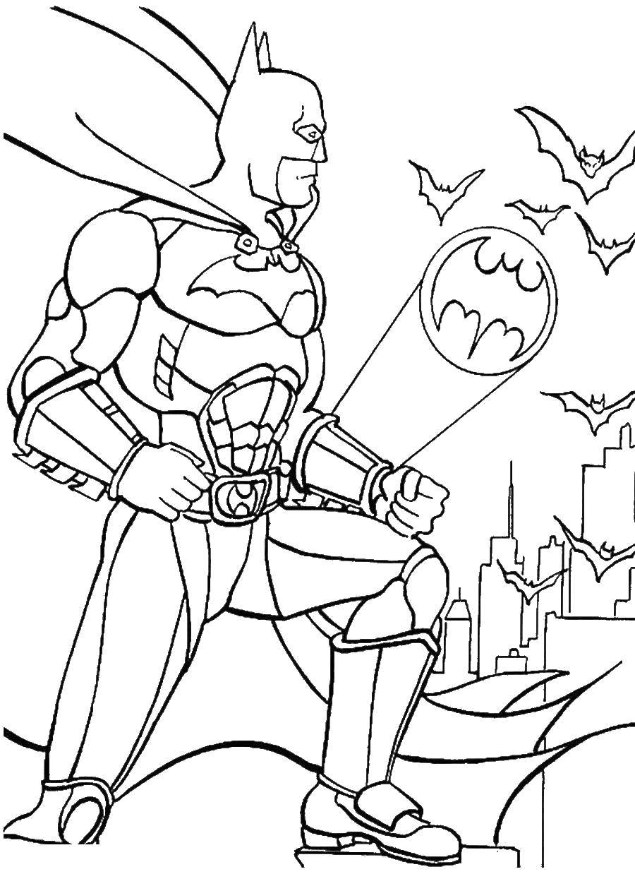 Название: Раскраска Бэтмена зовут на помощь. Категория: супергерои. Теги: Бэтмен, супергерои.