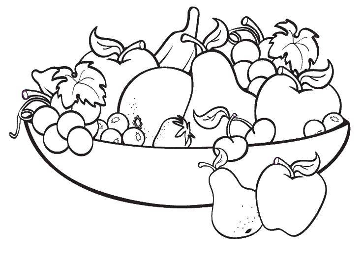 Coloring A bowl of fruit. Category fruits. Tags:  food, fruit.