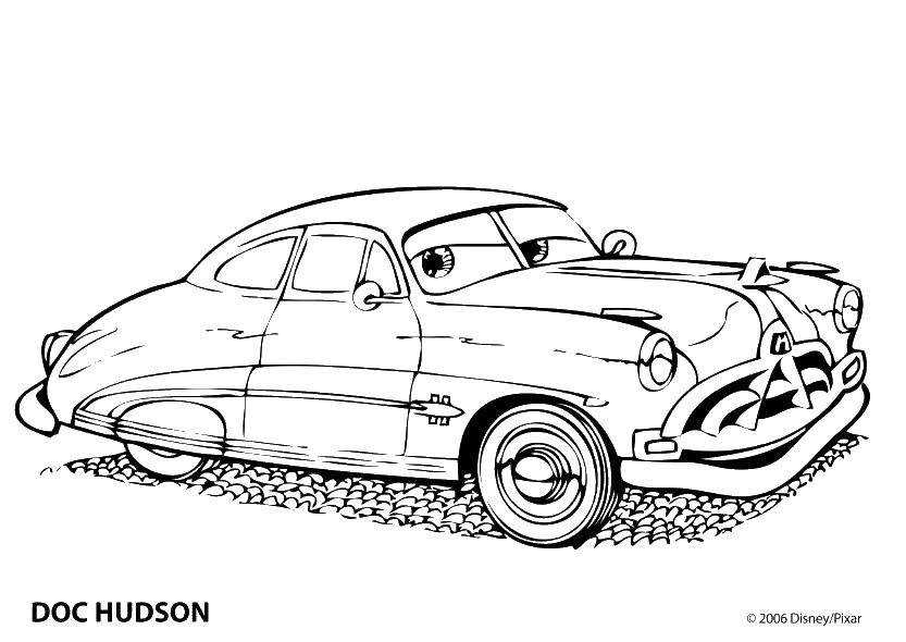 Название: Раскраска Док хадсон. Категория: Машины. Теги: машины, Тачки, мультфильмы.