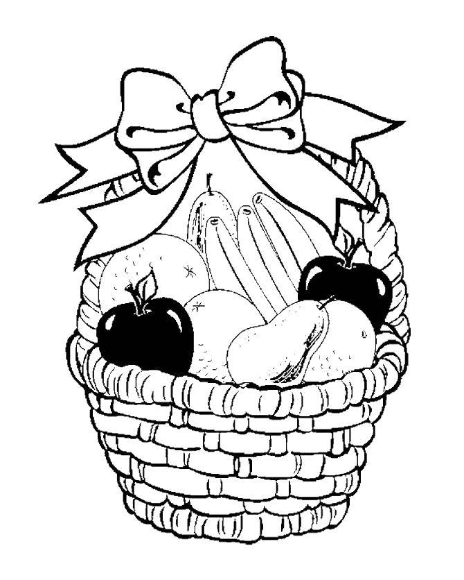 Coloring Basket filled with fruit. Category fruits. Tags:  fruits.