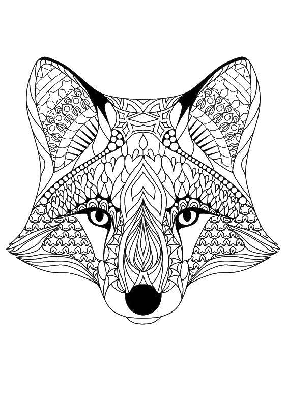 Coloring Fox in the patterns. Category patterns. Tags:  patterns, antistress, Fox.