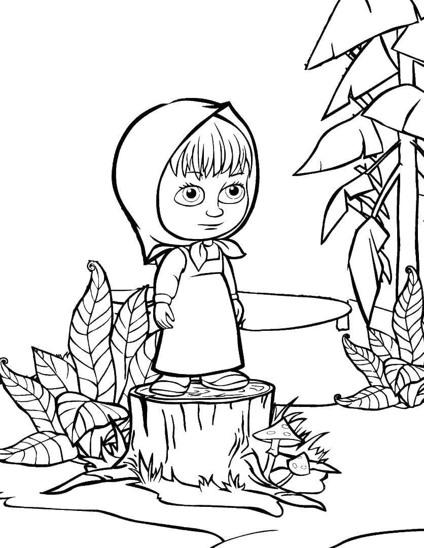 Coloring Mary stands on a stump. Category Masha and the bear. Tags:  Mary, stump.