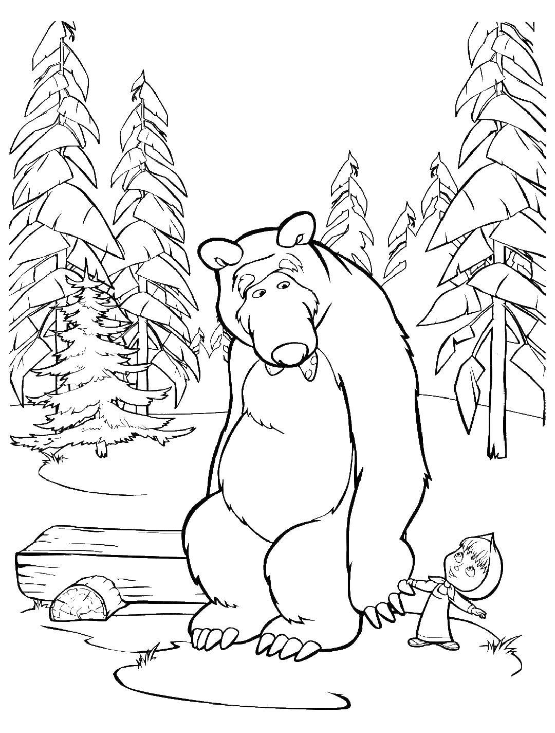 Название: Раскраска Маша зовет медведя. Категория: маша и медведь. Теги: Маша, Медведь.