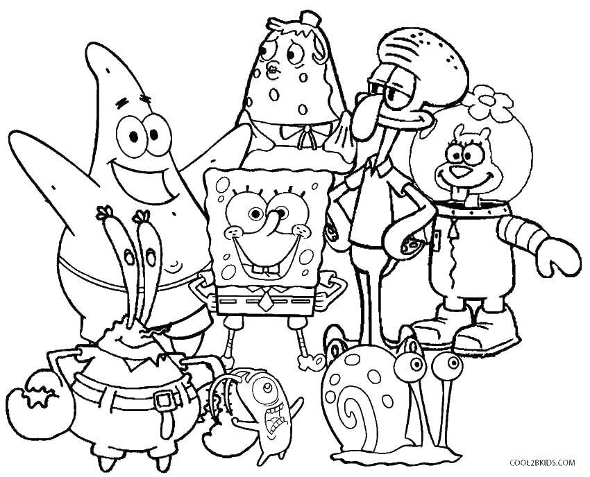 Coloring The characters of sponge Bob. Category Spongebob. Tags:  the spongebob, spongebob, cartoons, characters.