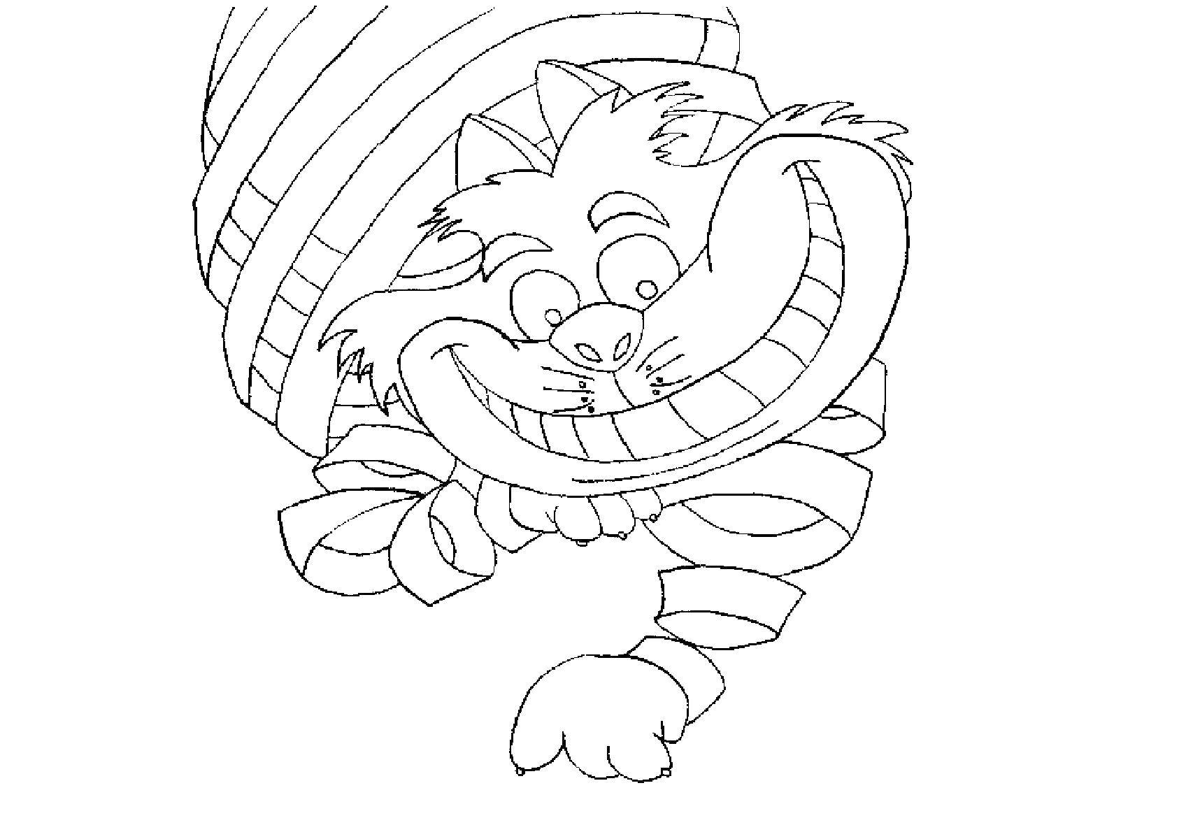 Coloring Striped Cheshire cat. Category coloring. Tags:  fairy tales , Alice in Wonderland, the Cheshire cat.