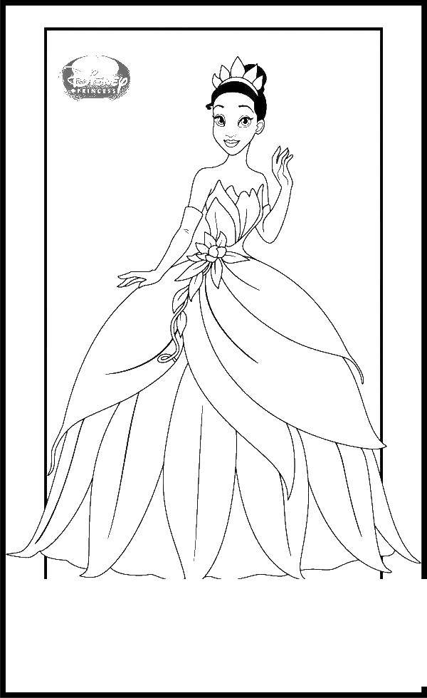 Название: Раскраска Принцесса лягушка в платье. Категория: Принцессы. Теги: Принцесса, лягушка.
