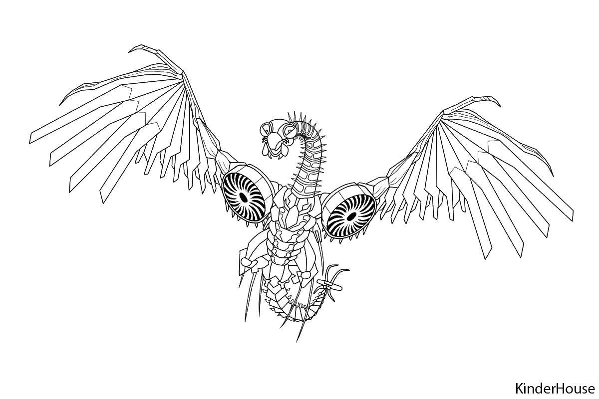 Coloring Bird dragon. Category Dragons. Tags:  dragons, wings.