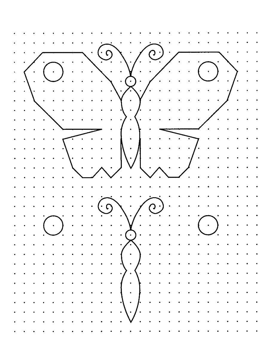Рисование по точкам бабочка