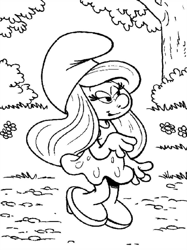 Coloring Smurfette cartoon. Category Pets allowed. Tags:  Smurfs.