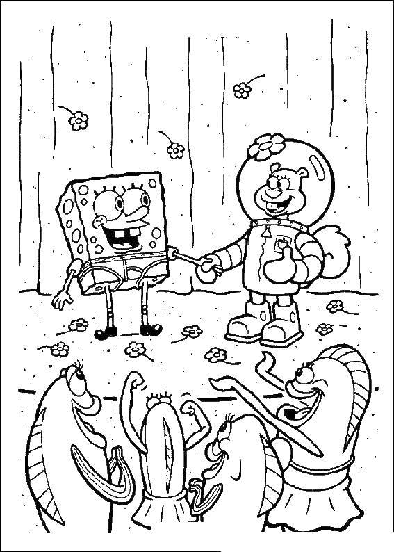 Coloring Spongebob and sandy the squirrel. Category Spongebob. Tags:  the spongebob, Patrick, sandy Squirrel.