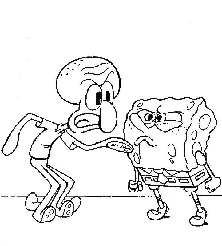 Coloring Spongebob and squidward fighting. Category Spongebob. Tags:  the spongebob, Patrick.