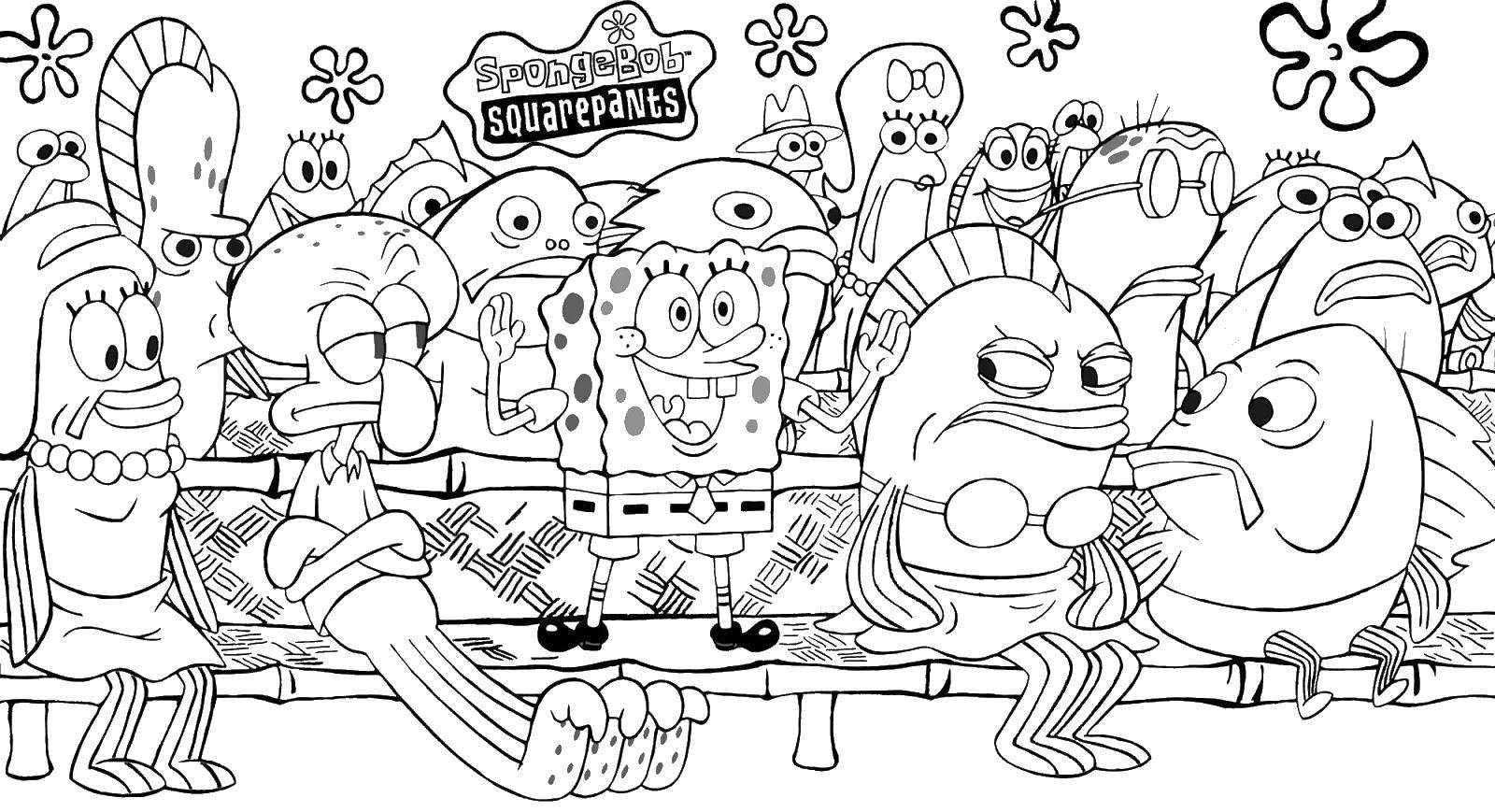 Coloring Spongebob and the residents bikinibottom. Category Spongebob. Tags:  spongebob cartoons, spongebob.