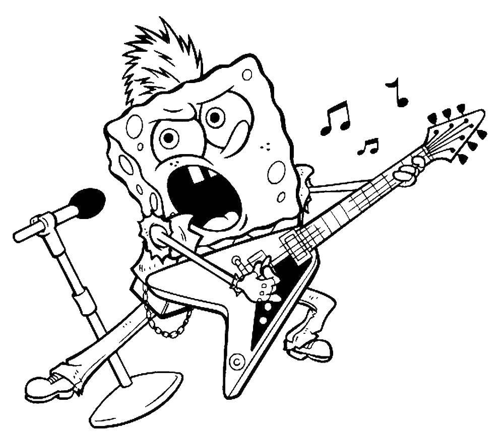 Coloring Spongebob Squarepants rock star. Category Spongebob. Tags:  the spongebob, Patrick.