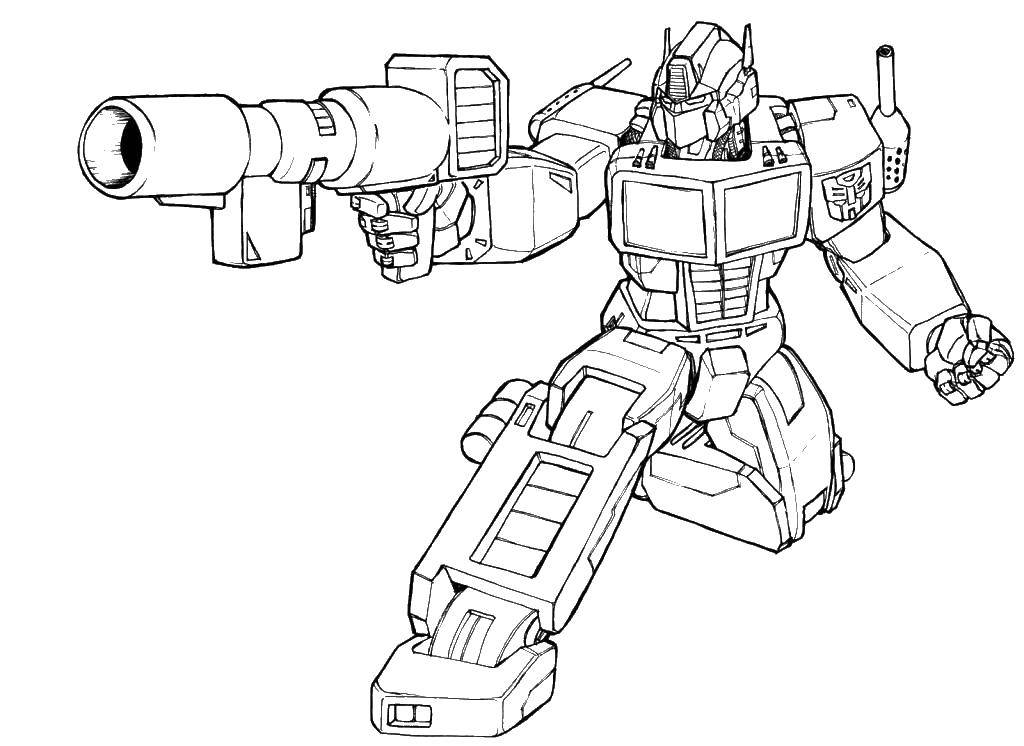 Coloring Transformer fires. Category transformers. Tags:  cartoons, transformers, robots, gun.