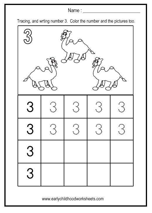 Coloring Learn to write the number 3. Category Tracing numbers. Tags:  tracing, numbers, 3.