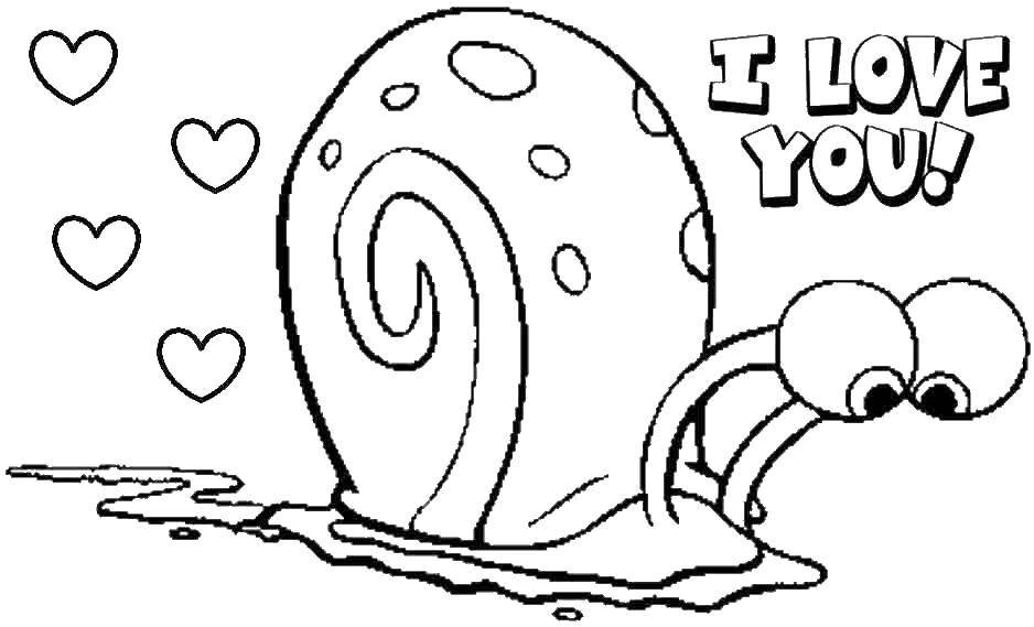 Coloring Snail Gary. Category Valentines day. Tags:  Valentines day, spongebob, Gary.