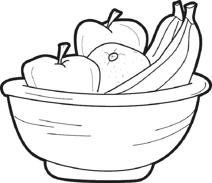 Coloring A bowl of fruit.. Category fruits. Tags:  fruit, food, vase.
