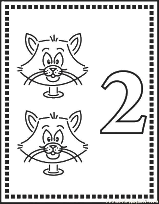Опис: розмальовки  Два котика. Категорія: Вчимося рахувати. Теги:  цифри, лічба, котики.