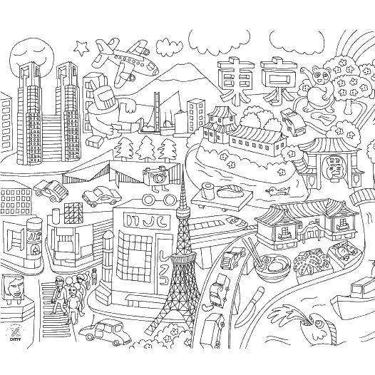 Розмальовки  Краса парижа. Завантажити розмальовку Місто , будинки, будівлі.  Роздрукувати ,Місто,