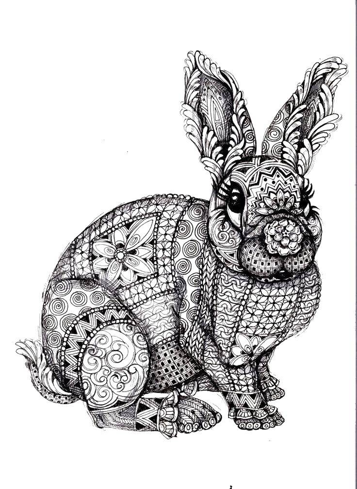 Розмальовки  Кролик вкритий візерунками. Завантажити розмальовку Візерунки, тварини.  Роздрукувати ,візерунки,