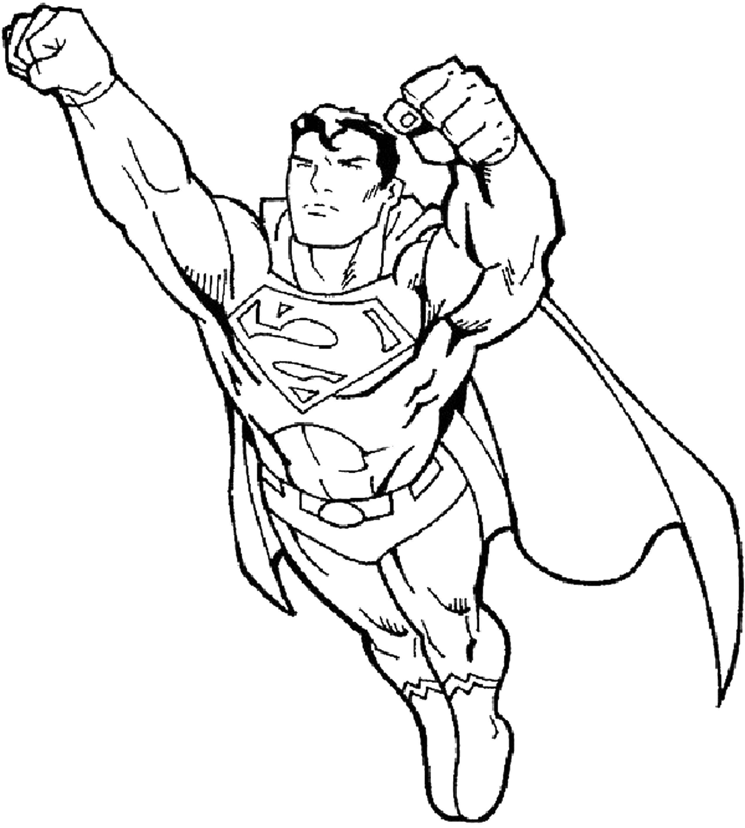 Розмальовки  Супермен летить на допомогу. Завантажити розмальовку Комікси, Супермен.  Роздрукувати ,Для хлопчиків,