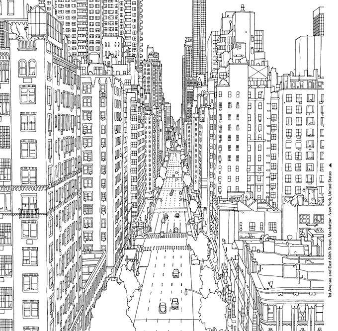 Опис: розмальовки  Вузькі вулиці міста. Категорія: Місто. Теги:  Місто , будинки, дороги, дахи.