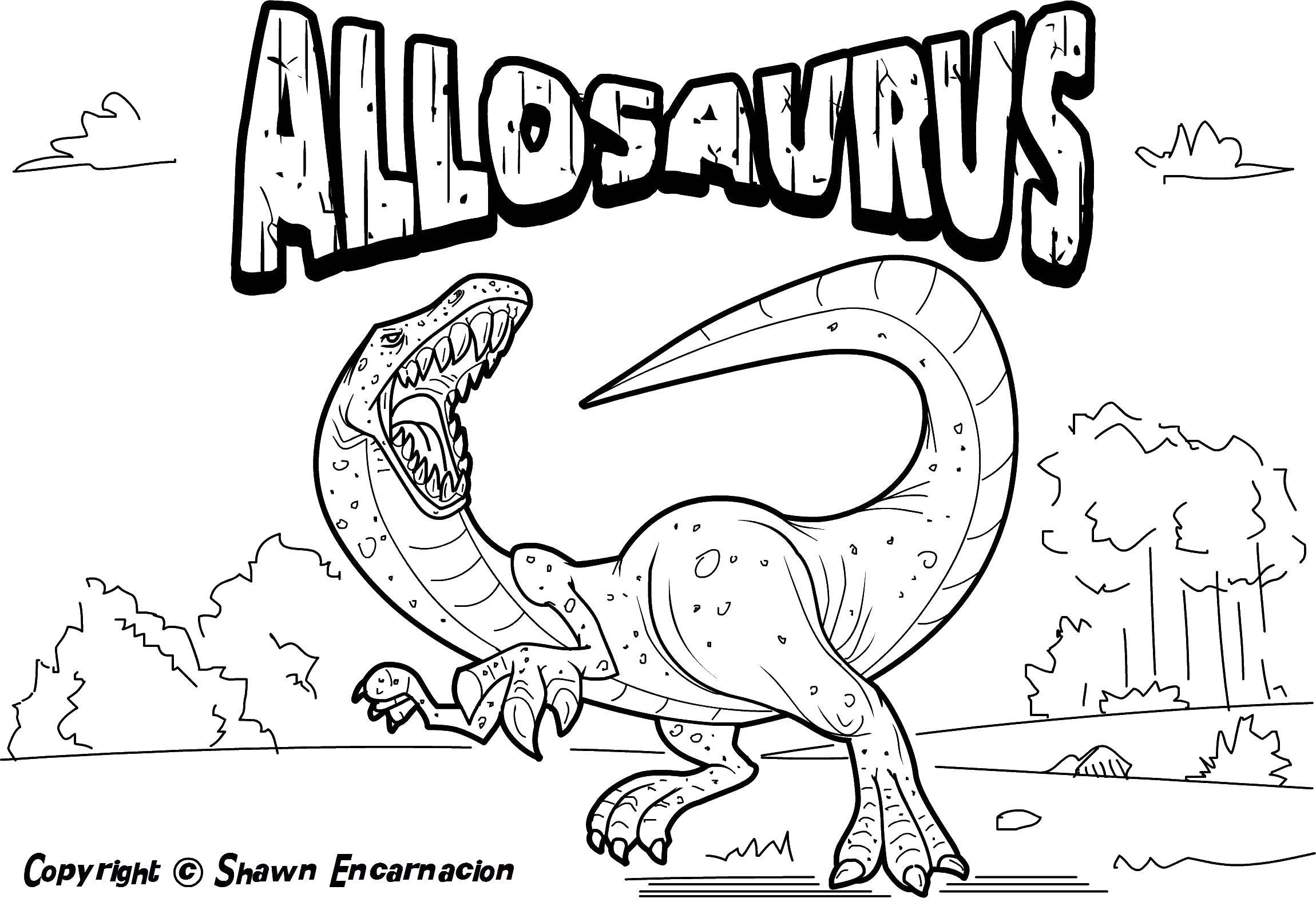 Название: Раскраска Аллозавр. Категория: динозавр. Теги: Динозавры, Аллозав.