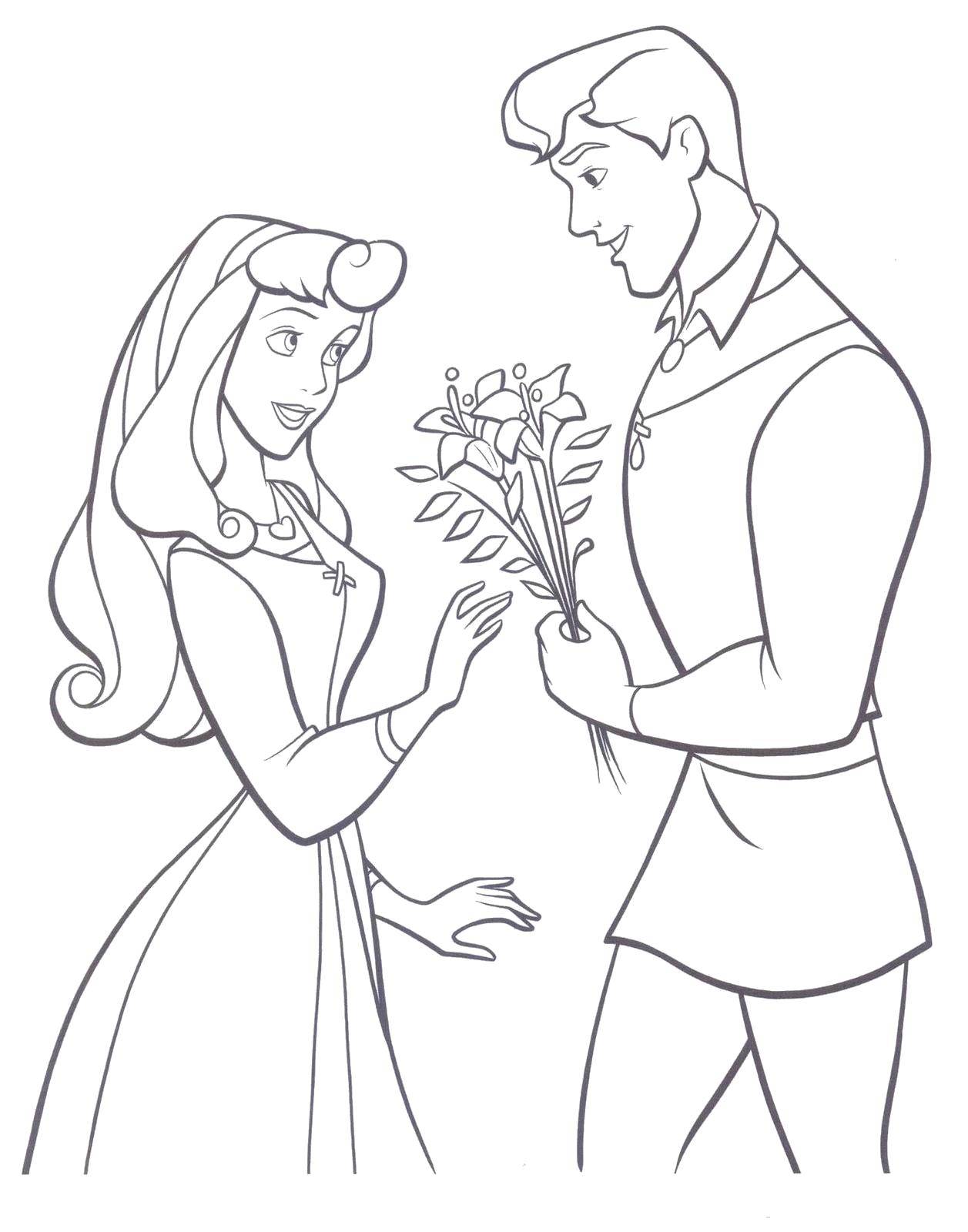 Coloring Aurora and Phillip are in love. Category Disney coloring pages. Tags:  Disney, Sleeping beauty.