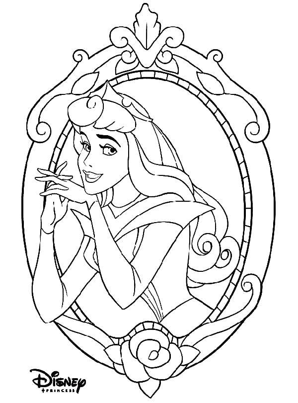 Coloring Aurora in the mirror. Category Disney coloring pages. Tags:  Disney, Sleeping beauty.